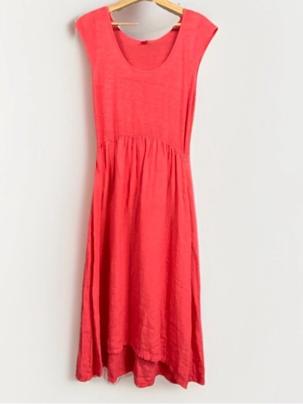 120% Lino Italian Linen Dress Women’s M Sleeveless Coral Maxi Size 46 US 10 / 12 - Picture 2 of 11